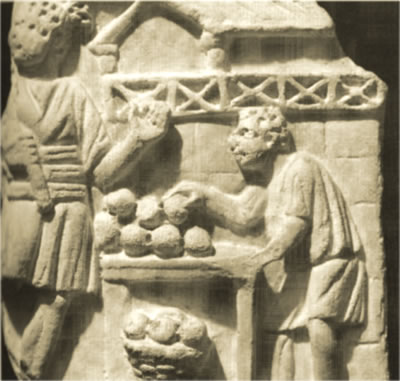 Bas-relief with a scene of trade in ancient Rome