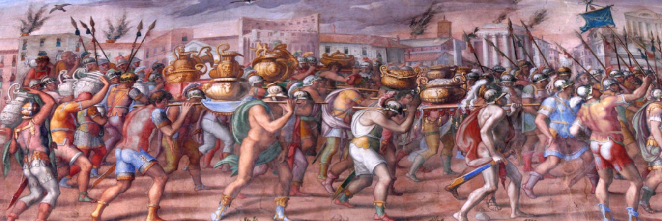 Michele Alberti e Jacopo Rocca – Trionfo di Lucio Emilio Paolo, affresco 1569. Sala dei Trionfi – Musei Capitolini