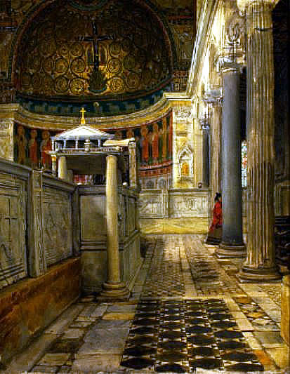 Lawrence Alma-Tadema – Interno chiesa di San Clemente in Roma, 1863 - Fries Museum, Leeuwarden NL
