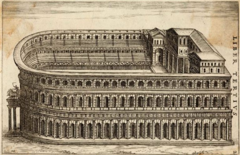 G. Lauro. Ricostruzione ipotetica del Teatro Marcello, 1615